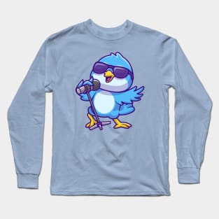 Cute Bird Singing Cartoon Long Sleeve T-Shirt